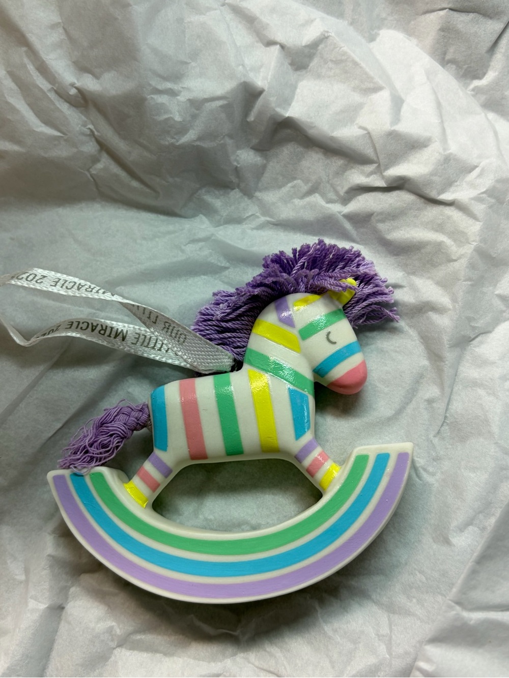 Hallmark Kids Rainbow Striped Rocking Horse Ornament - Purple Mane